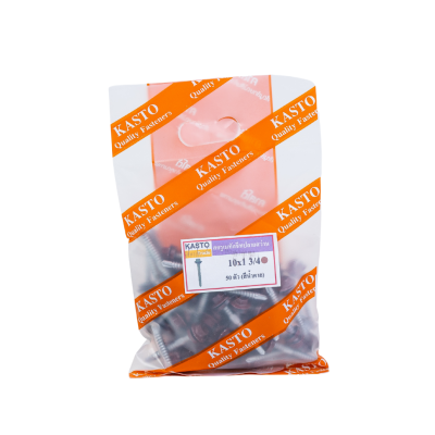 สกรูปลายสว่านเมทัลชีสมียาง (สีน้ำตาล) # 10 x 1 3/4"( 1ถุง/50ตัว )