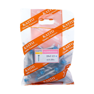 สกรูปลายแหลมเมทัลชีล (สีฟ้า) # 10 x 2 1/2"       ( 1ถุง/50ตัว )