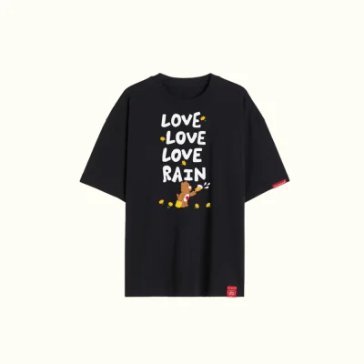 Black love rain loves tender heart bear Tee