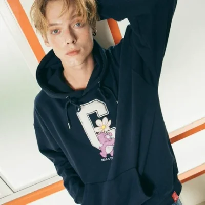 Navy embroidered share bear hoodie