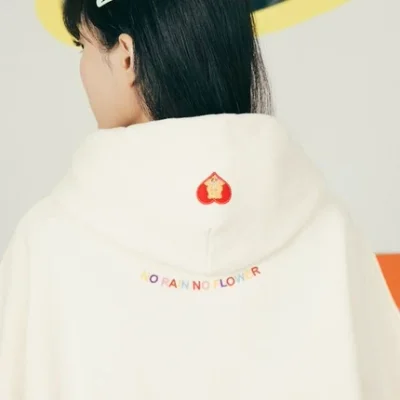 Beige vivid embroidered care bears Hoodie