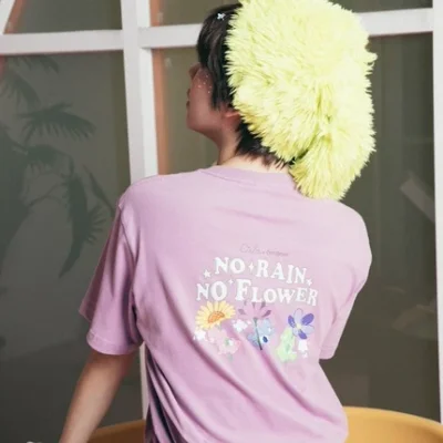 Periwinkle no rain no flower triple bear Tee