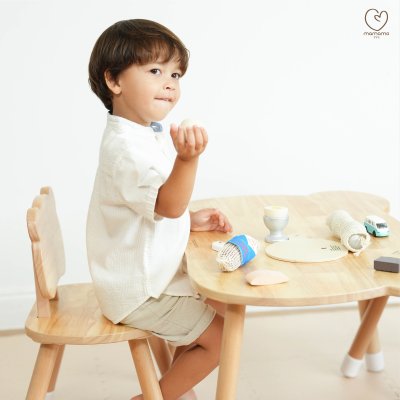 MAMAMO ชุดโต๊ะ เก้าอี้หมี Rubberwood Bear Table Chair Set