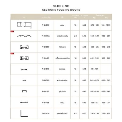 สีลายไม้สักน้ำตาล P77 : ชุดบานเฟี้ยมสลิม ไลน์ พรีเมียร์ PRMIER Slim LINE Bi-FOLD