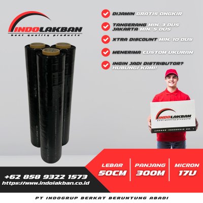Plastik Wrapping Hitam 50cm x 300m x 17u