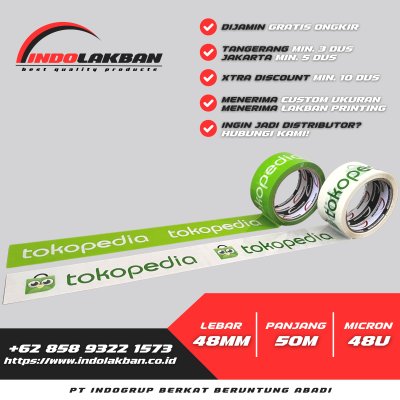 Lakban Marketplace Tokopedia Hijau 48mm x 55y x 48u