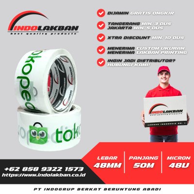 Lakban Marketplace Tokopedia Putih 48mm x 55y x 48u