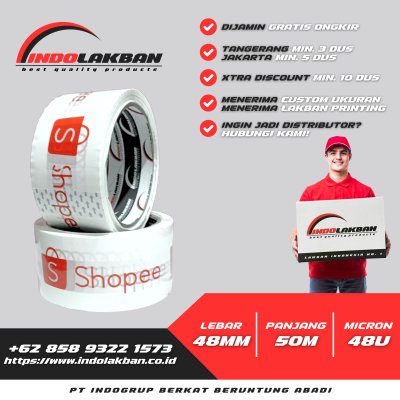 Lakban Marketplace Shopee Putih 48mm x 55y x 48u