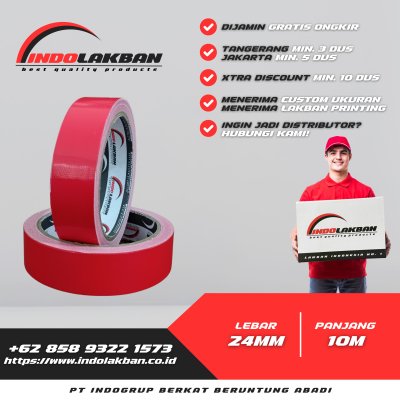 Lakban Kain / Cloth Tape Merah 24mm x 11y