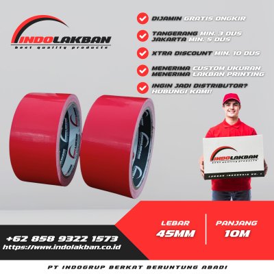Lakban Kain / Cloth Tape Merah 45mm x 11y