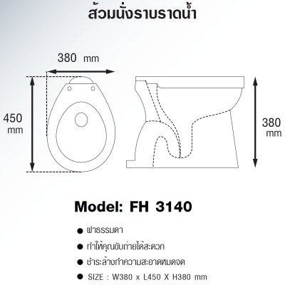 สุขภัณฑ์ นั่งราบราดน้ำ