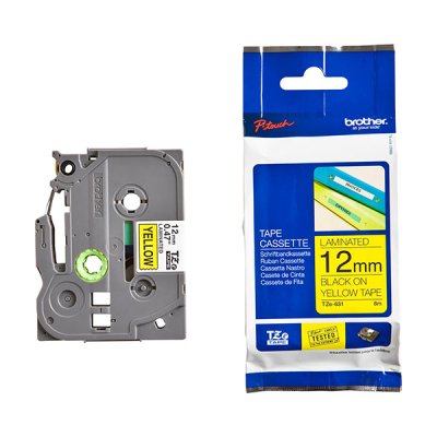 เทปพิมพ์อักษร TZE-631 12มม. สีดำพื้นเหลือง Brother TZ