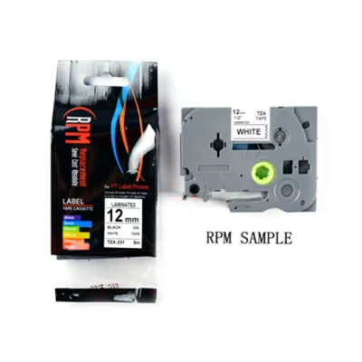 เทปพิมพ์อักษร 12มม. อักษรดำพื้นขาว RPM TZA-231