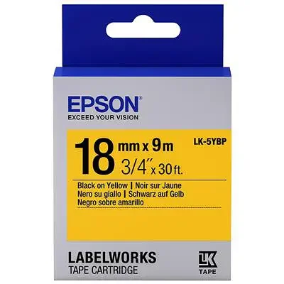 เทปพิมพ์อักษร 18 มม. ดำพื้นเทปเหลือง Epson LK-5YBP