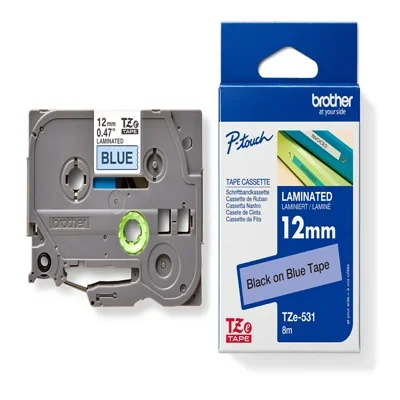 เทปพิมพ์อักษร TZE-531 12 มม. สีดำพื้นน้ำเงิน Brother TZ