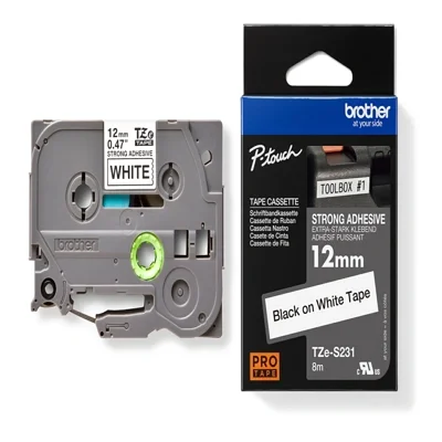 เทปพิมพ์อักษร TZE-S231 12มม. สีดำพื้นขาว Brother TZ