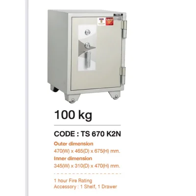 ตู้นิรภัย Taiyo  2กุญแจ 100 กก ขนาด 46x46.5x67.5 cm รุ่น TS670K2N กันไฟ120 นาที ตู้นิรภัย Taiyo  2กุญแจ 100 กก ขนาด 46x46.5x67.5 cm รุ่น TS670K2N กันไฟ120 นาที