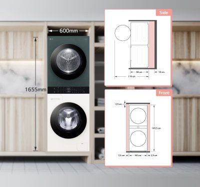 Wash Tower ซักผ้า 14 กก. และอบผ้า 10 กก. รุ่น WT1410NHEG ระบบ AI DD™ พร้อม Smart WI-FI control ควบคุมสั่งงานผ่านสมาร์ทโฟน