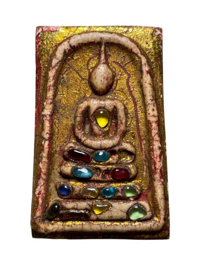 พระสมเด็จพิมพ์ใหญ่โรยพระธาตุหลากสี ลงรักปิดทอง กรุวังหน้า สมเด็จโตปลุกเสก