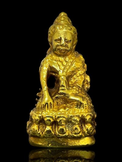 พระกริ่งปวเรศพิมพ์สมบูรณ์พูนสุข หลังมังกร ปี 2411 เนื้อกะไหล่ทอง