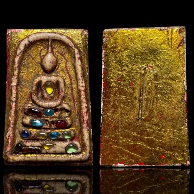 พระสมเด็จพิมพ์ใหญ่โรยพระธาตุหลากสี ลงรักปิดทอง กรุวังหน้า สมเด็จโตปลุกเสก