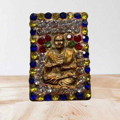 พระวังหน้าเนื้อเเก้วมณ๊โชิ 7 สี หลังสมเด็จโต ลงรักปิดทอง กรุวังหน้า 2411