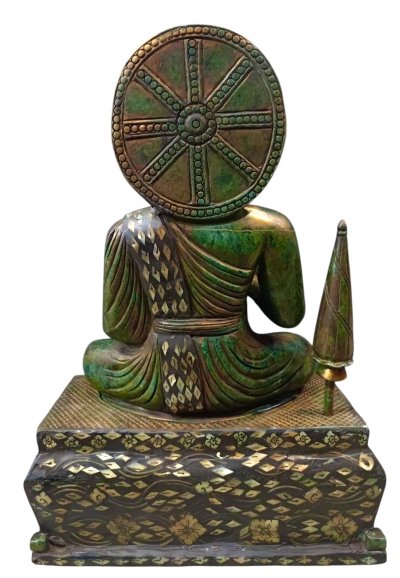 เนื้อหินหยกเขียวมรกต  ฐานประดับลายมุก จปร 2411 ขนาดหน้าตัก 9 นิ้ว