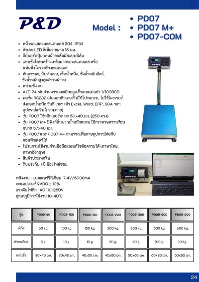 PD07 เครื่องชั่งตั้งพื้น พิกัด 150 kg. - 200 kg.