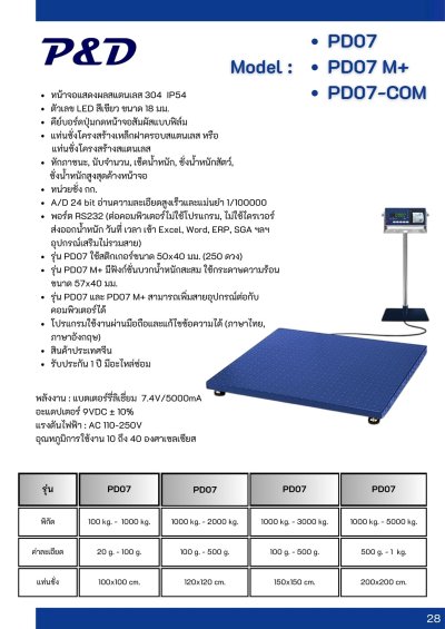 PD07 เครื่องชั่งตั้งพื้น พิกัด 500 kg. - 3000 kg.