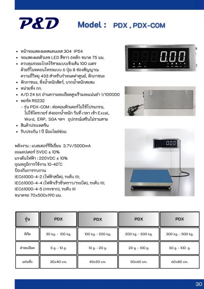 PDX เครื่องชั่งตั้งพื้น พิกัด 300 kg. - 500 kg.
