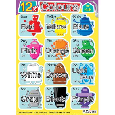 โปสเตอร์ความรู้ 12สี Colours for Kids ลายหุ่นยนต์ EP-489