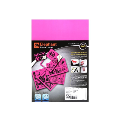 สติกเกอร์ชมพูสะท้อนสี A4 30 แผ่น Elephant