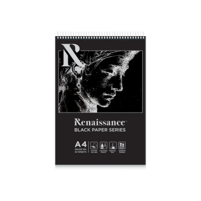 Renaissance สมุดกระดาษดำริมลวด A4 120g 32 แผ่น