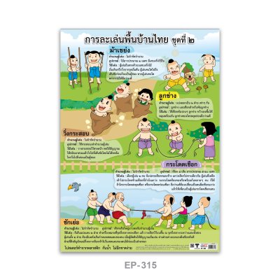 โปสเตอร์ความรู้ โปสเตอร์การศึกษา การละเล่นพื้นบ้านไทย ชุด2 EP-315