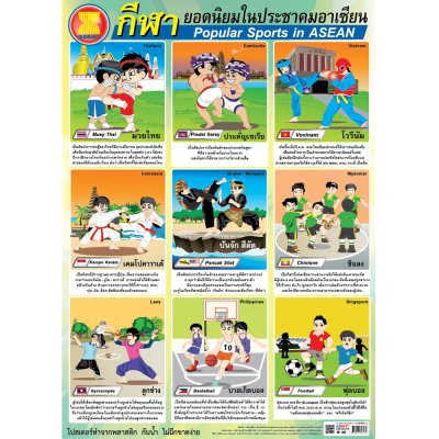 โปสเตอร์ความรู้ โปสเตอร์การศึกษา กีฬายอดนิยมในประชาคมอาเซียน Popular Sports in ASEAN EP-317
