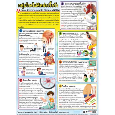 โปสเตอร์ความรู้ โปสเตอร์การศึกษา กลุ่มโรคไม่ติดต่อเรื้อรัง Non-Communicable Diseases NCDs EP-531