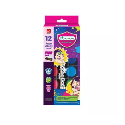 สีเพ้นท์หน้า สีทาผิวหน้า และร่างกาย 1 กล่อง 12 สี Master Art