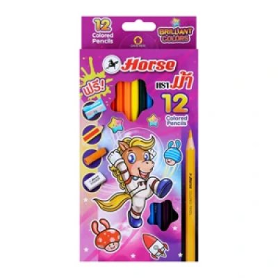 สีไม้แท่งยาว 12 สี แถม กบเหลา Horse