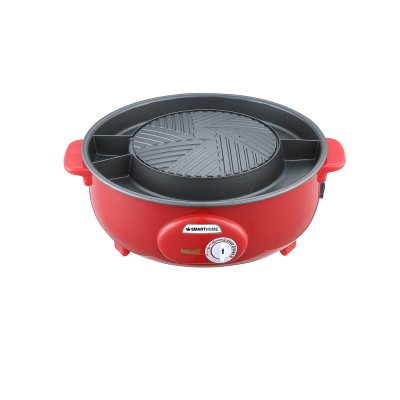 เตาหมูกระทะ พร้อมช่องน้ำซุป 2 ช่อง มีช่องแยกน้ำมัน รุ่น SM-EG1300