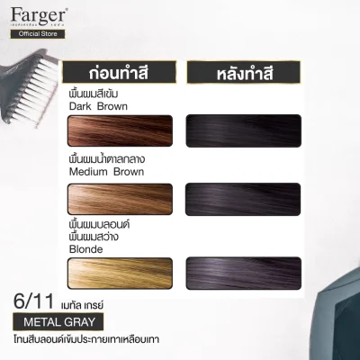 Farger น้ำยาย้อมผม เบอร์ 6/11 สีเมทัล เกรย์ 100 มล.