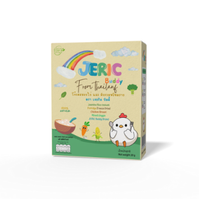 โจ๊กผสมอกไก่ และ ผักรวมฟรีซดราย Jasmine Rice Inst t Porridge Freeze Dried Chicken Breast Mixed Veggie 20G 8+