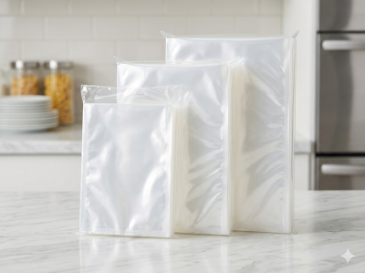 ถุงสุญญากาศลายเรียบซีล 3 ด้าน แบบบาง (หนารวม 180 ไมครอน) (100 ใบ/แพ็ค)