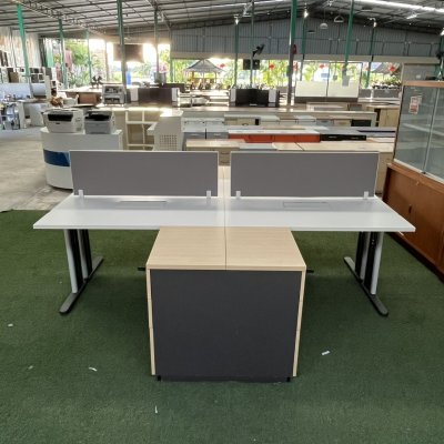 โต๊ะทำงานกลุ่มทรง L 4 ที่นั่ง (สีขาว)