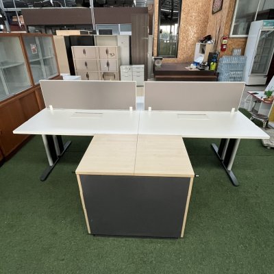 โต๊ะทำงานกลุ่มทรง L 4 ที่นั่ง (สีขาว)