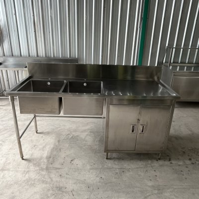 ซิงค์ 2 หลุม มีตู้ด้านล่าง