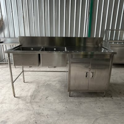 ซิงค์ 2 หลุม มีตู้ด้านล่าง