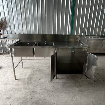 ซิงค์ 2 หลุม มีตู้ด้านล่าง