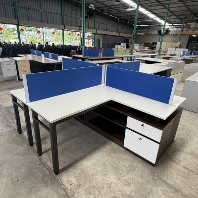 โต๊ะทำงานกลุ่ม 4 ที่นั่งทรง L