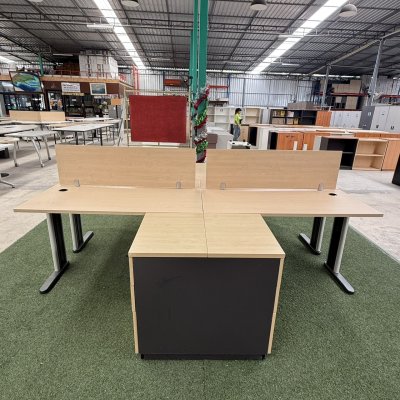 โต๊ะทำงานกลุ่ม 4 ที่นั่งทรง L