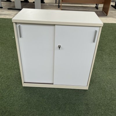 ตู้เอกสาร 2 บานเลื่อน 2 ชั้น (สีขาว)